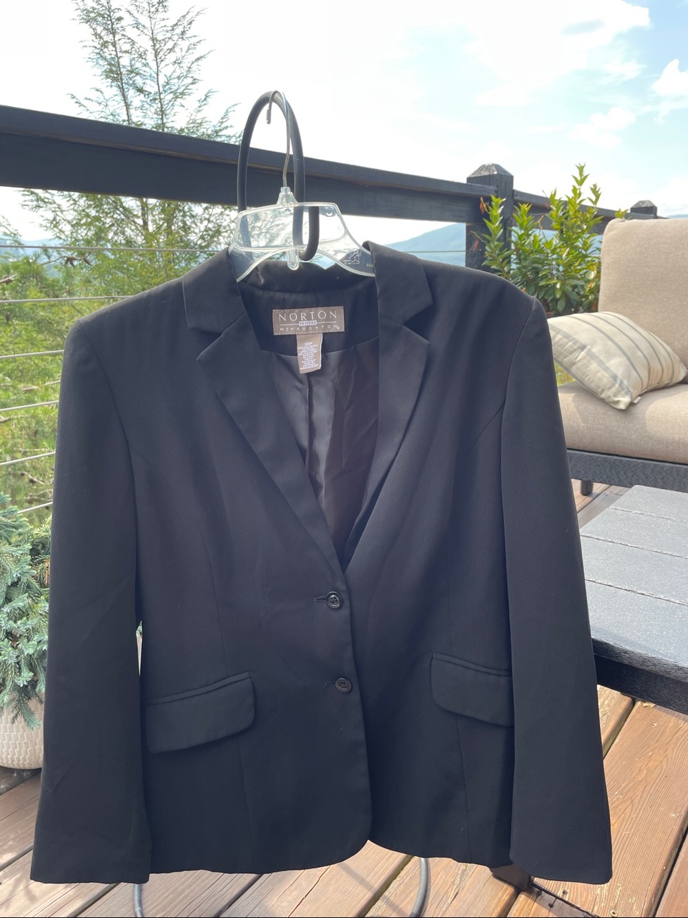 Norton McNaughton Women's Black Two-Button Tailored Blazer